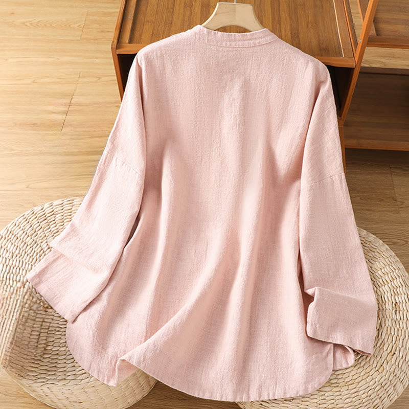 Breathable Cotton Crew Neck Long Sleeve Mindful Movement Shirt
