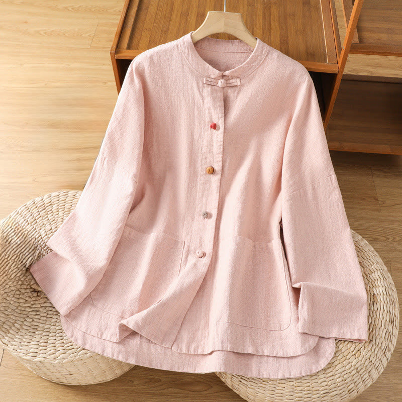 Breathable Cotton Crew Neck Long Sleeve Mindful Movement Shirt