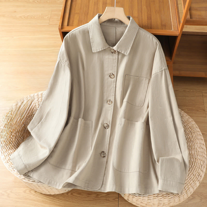 Tactile Cotton Stand Collar Mindful Movement Shirt