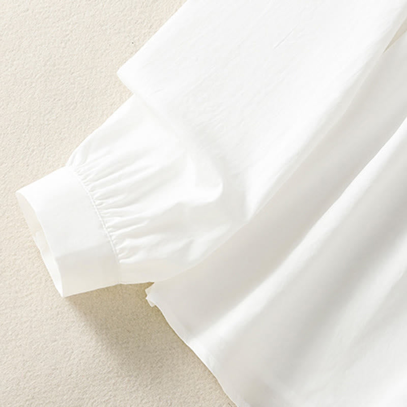 Pure Cotton Stand-Collar Long Sleeve Meditation Shirt