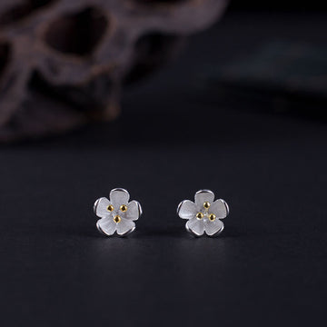 925 Sterling Silver Golden Stamens Earrings with Sterling Silver Posts for Energetic Balance