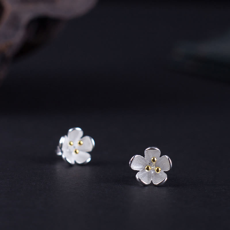 925 Sterling Silver Golden Stamens Earrings with Sterling Silver Posts for Energetic Balance
