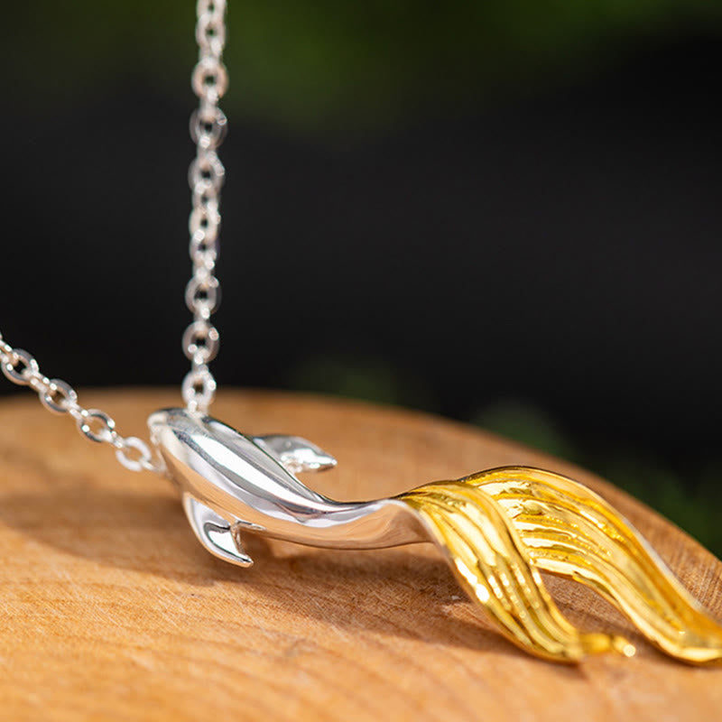 925 Sterling Silver Golden Koi Fish Luck Necklace Pendant