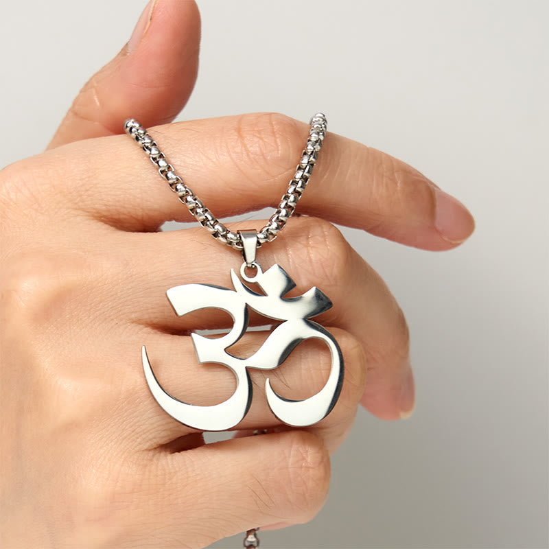 Om Symbol Mantra Stainless Steel Focus Necklace Pendant