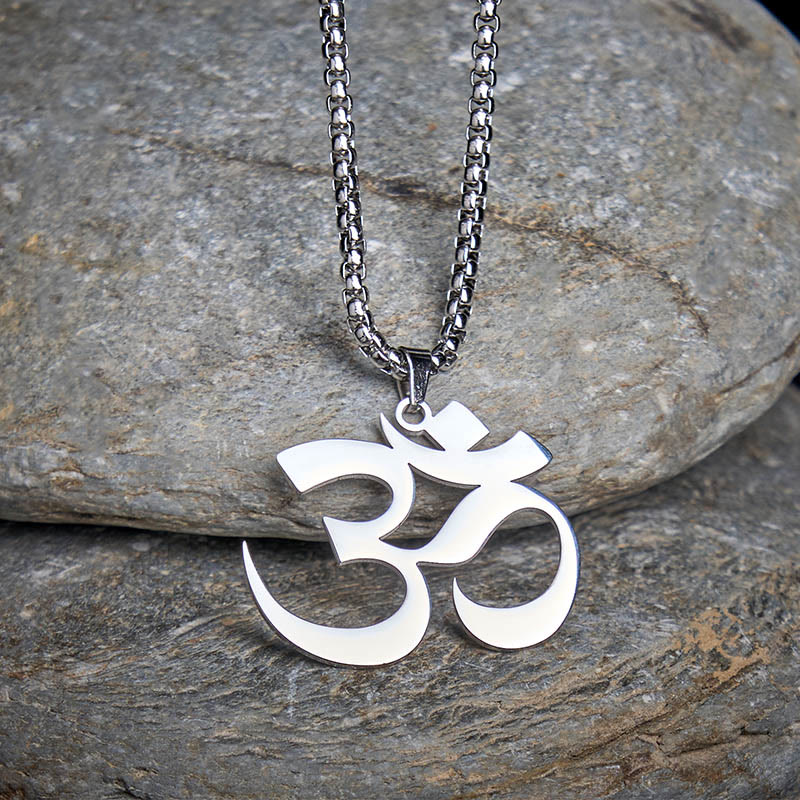 Om Symbol Mantra Stainless Steel Focus Necklace Pendant