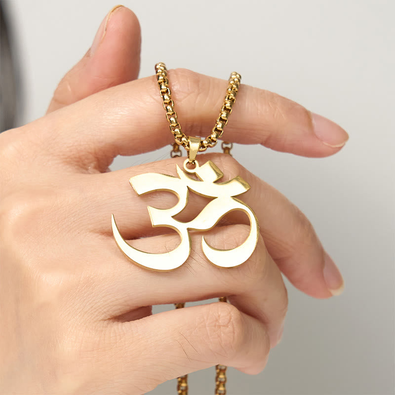 Om Symbol Mantra Stainless Steel Focus Necklace Pendant