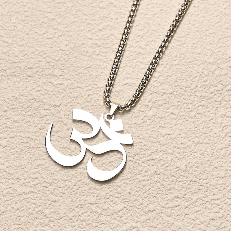 Om Symbol Mantra Stainless Steel Focus Necklace Pendant