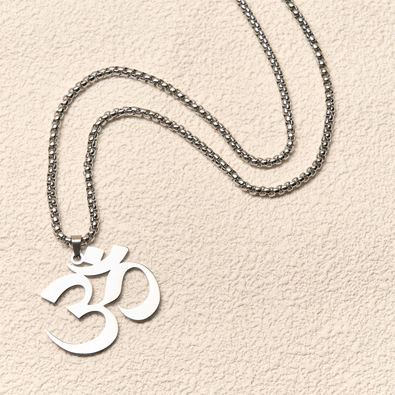 Om Symbol Mantra Stainless Steel Focus Necklace Pendant