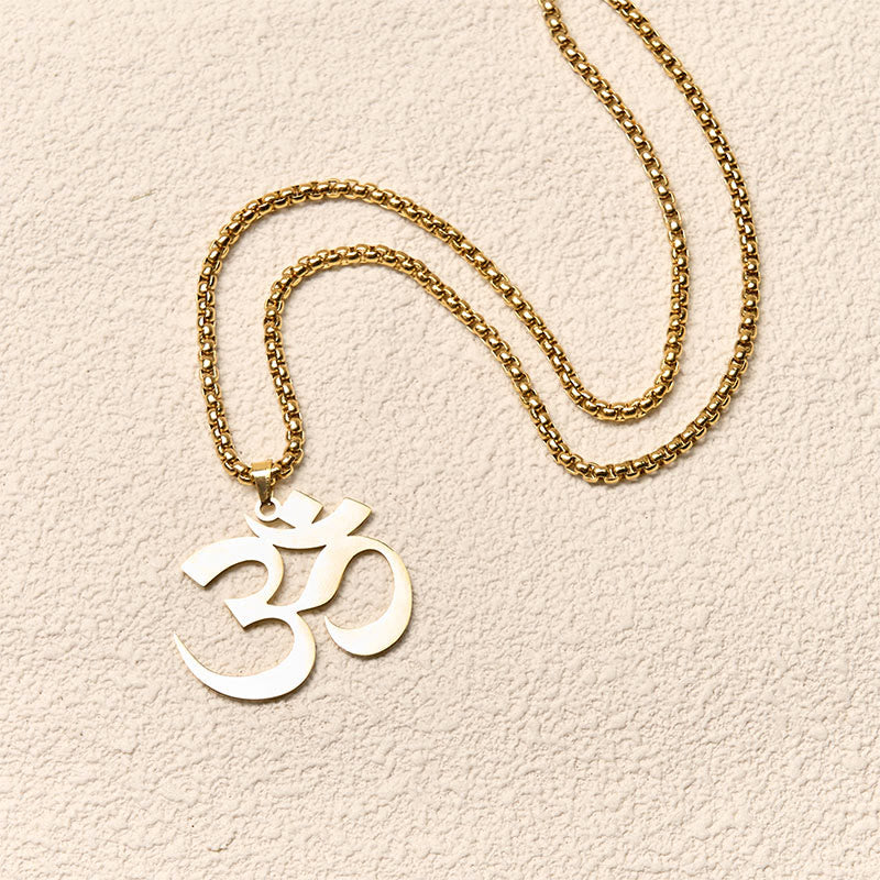 Om Symbol Mantra Stainless Steel Focus Necklace Pendant