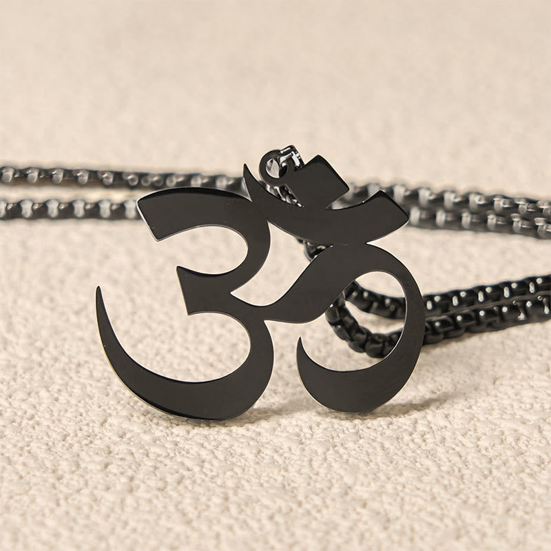 Om Symbol Mantra Stainless Steel Focus Necklace Pendant