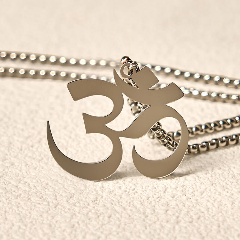 Om Symbol Mantra Stainless Steel Focus Necklace Pendant