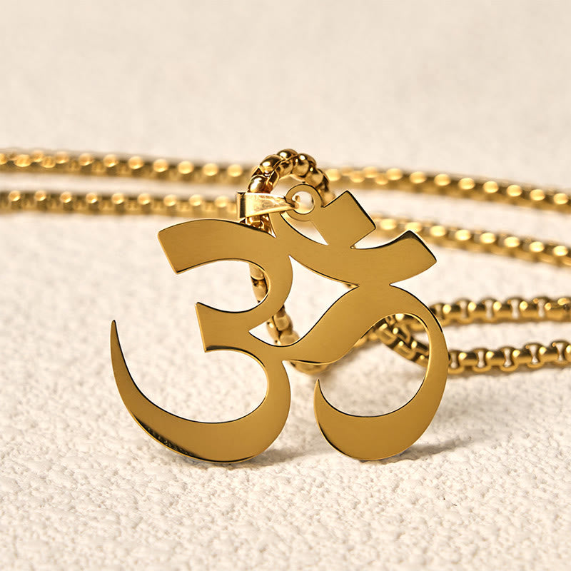 Om Symbol Mantra Stainless Steel Focus Necklace Pendant