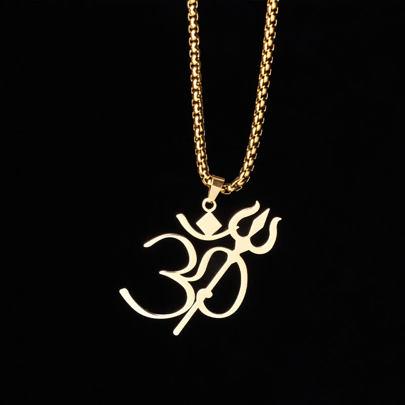 Trident OM Symbol Stainless Steel Connection Necklace Pendant