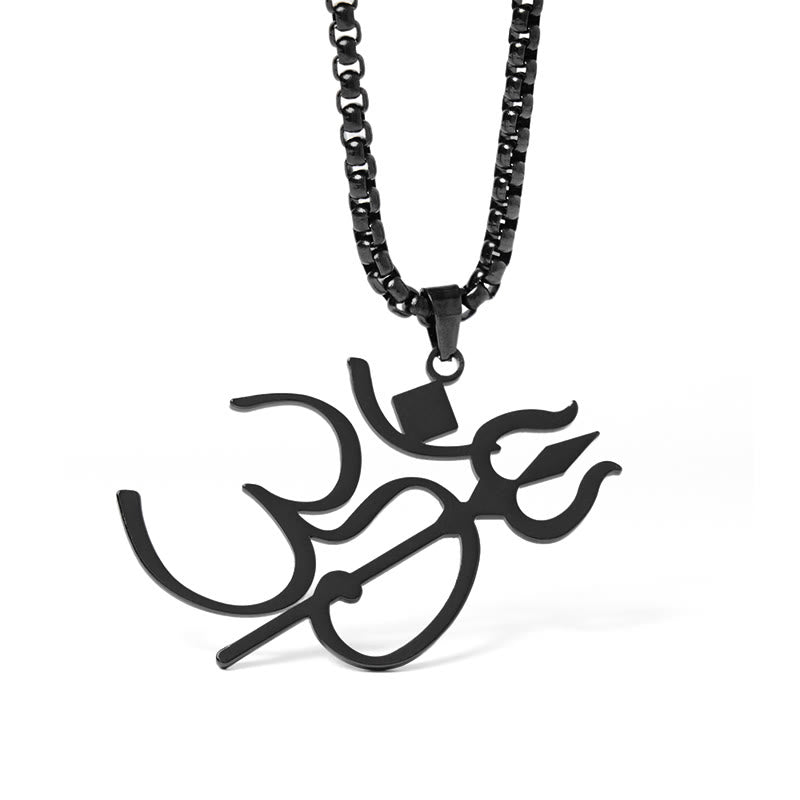 Trident OM Symbol Stainless Steel Connection Necklace Pendant