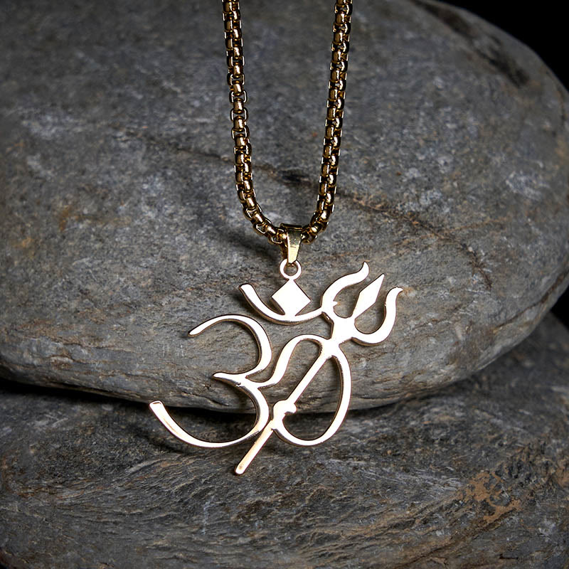 Trident OM Symbol Stainless Steel Connection Necklace Pendant