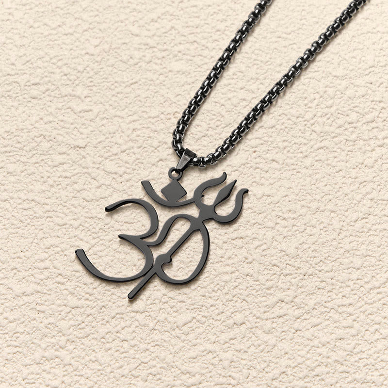 Trident OM Symbol Stainless Steel Connection Necklace Pendant