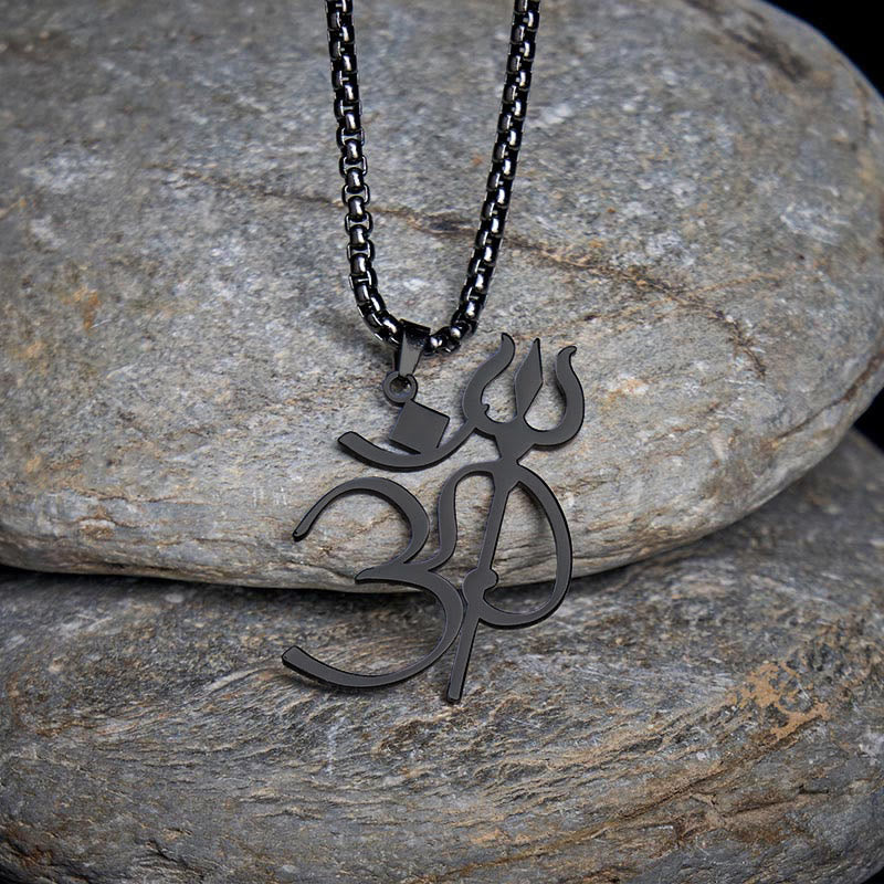 Trident OM Symbol Stainless Steel Connection Necklace Pendant