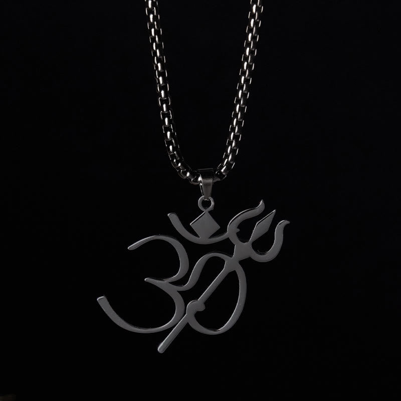 Trident OM Symbol Stainless Steel Connection Necklace Pendant