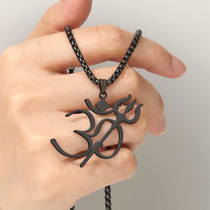 Trident OM Symbol Stainless Steel Connection Necklace Pendant