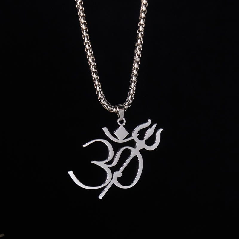 Trident OM Symbol Stainless Steel Connection Necklace Pendant