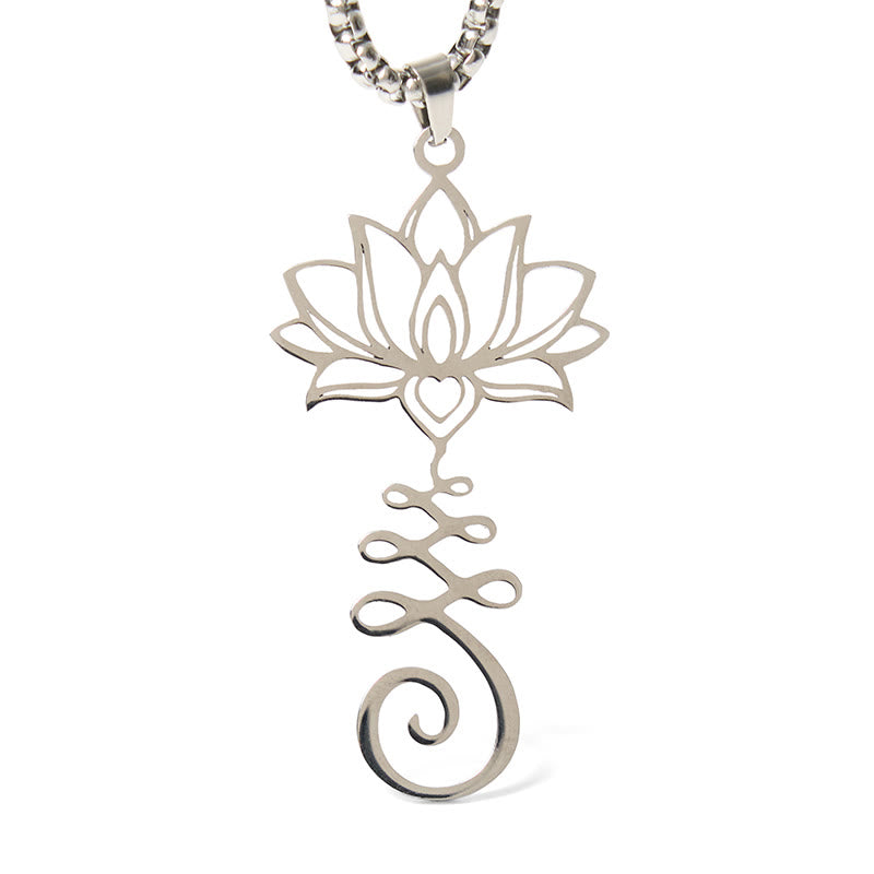 Chakra Symbol Irregular Design Lotus Stainless Steel Enlightenment Necklace Pendant