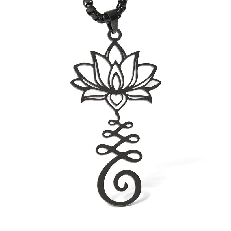 Chakra Symbol Irregular Design Lotus Stainless Steel Enlightenment Necklace Pendant