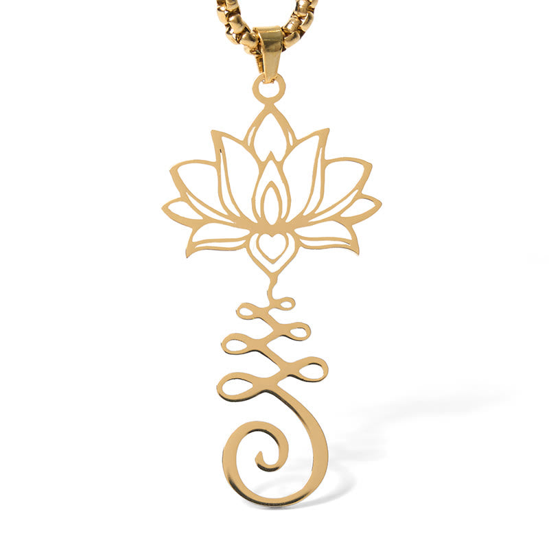 Chakra Symbol Irregular Design Lotus Stainless Steel Enlightenment Necklace Pendant