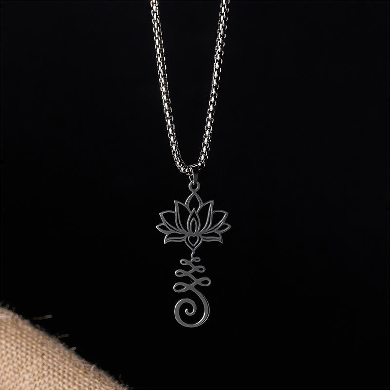 Chakra Symbol Irregular Design Lotus Stainless Steel Enlightenment Necklace Pendant