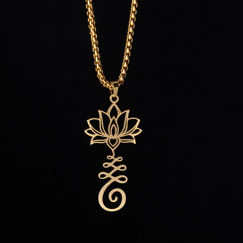 Chakra Symbol Irregular Design Lotus Stainless Steel Enlightenment Necklace Pendant