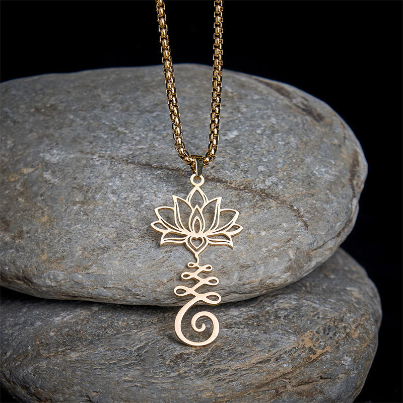 Chakra Symbol Irregular Design Lotus Stainless Steel Enlightenment Necklace Pendant