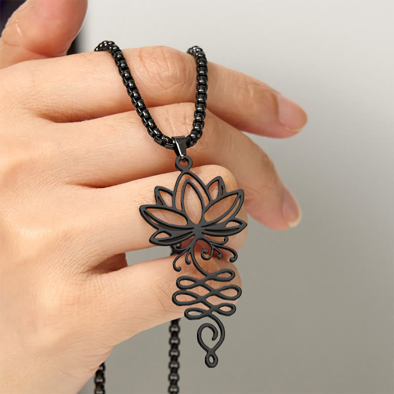 Lotus Vines Design Chakra Symbol Stainless Steel Enlightenment Necklace Pendant