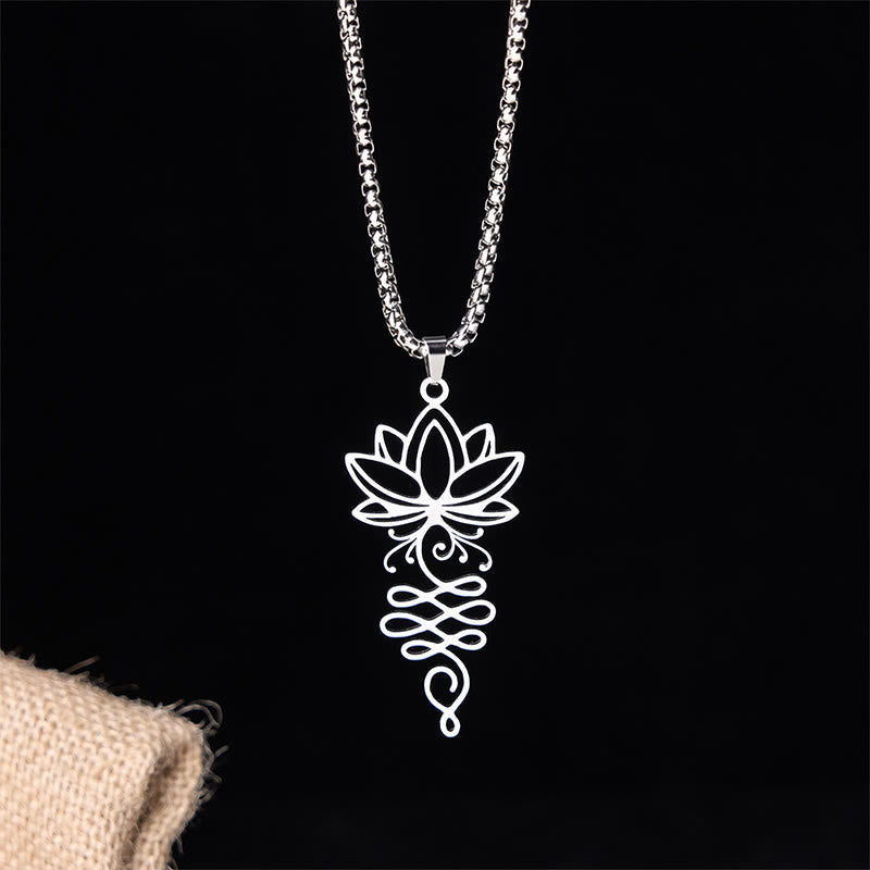 Lotus Vines Design Chakra Symbol Stainless Steel Enlightenment Necklace Pendant
