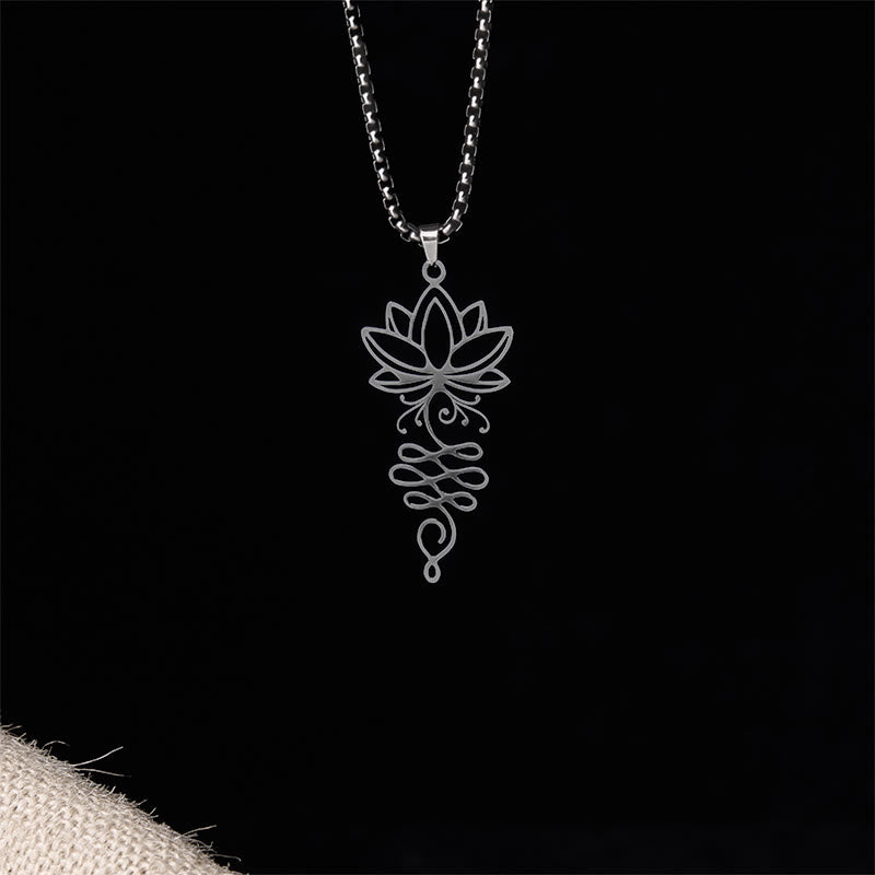 Lotus Vines Design Chakra Symbol Stainless Steel Enlightenment Necklace Pendant