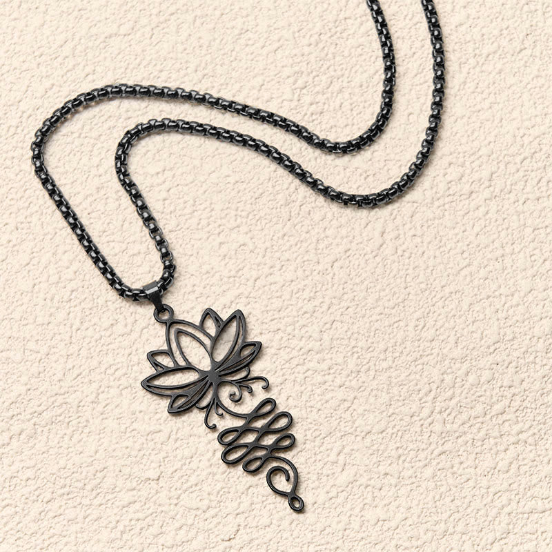 Lotus Vines Design Chakra Symbol Stainless Steel Enlightenment Necklace Pendant
