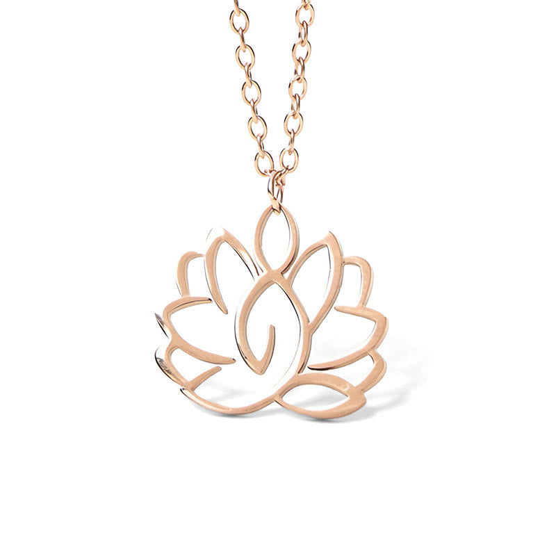 Hollow Lotus Design Stainless Steel Enlightenment Necklace Pendant