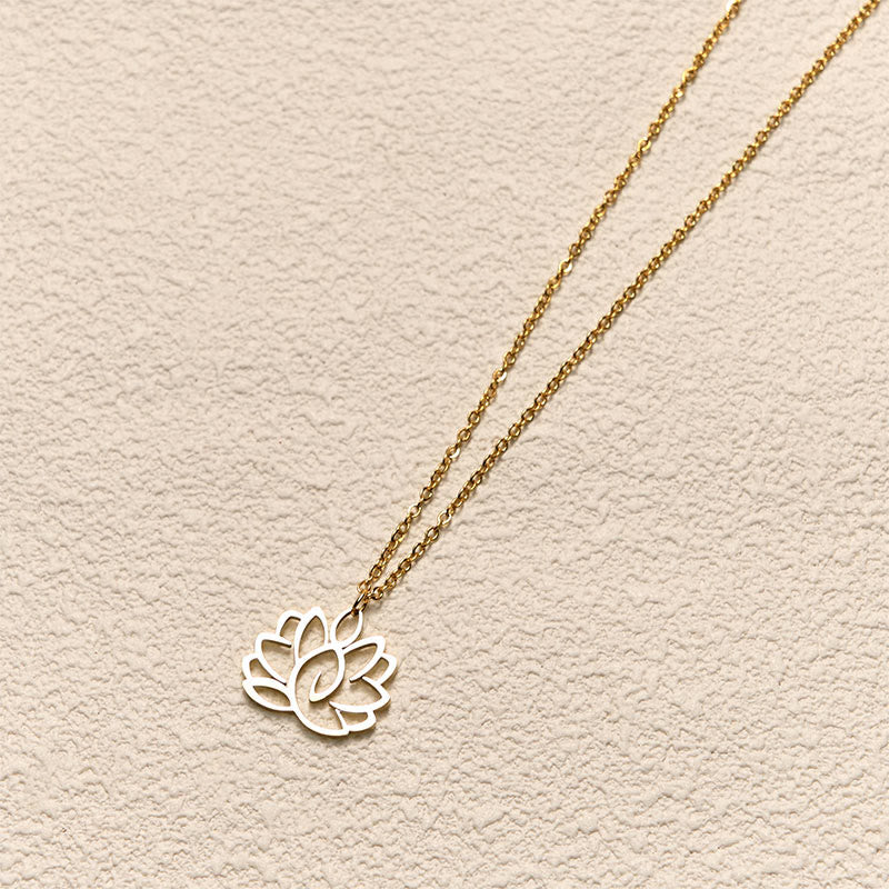 Hollow Lotus Design Stainless Steel Enlightenment Necklace Pendant
