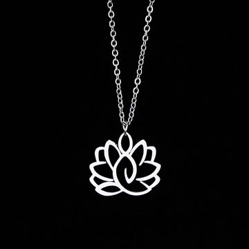 Hollow Lotus Design Stainless Steel Enlightenment Necklace Pendant