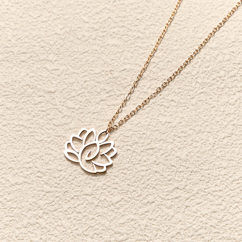 Hollow Lotus Design Stainless Steel Enlightenment Necklace Pendant