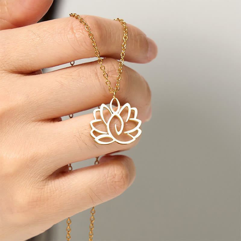 Hollow Lotus Design Stainless Steel Enlightenment Necklace Pendant