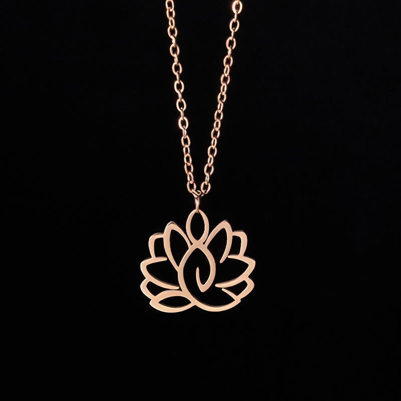 Hollow Lotus Design Stainless Steel Enlightenment Necklace Pendant