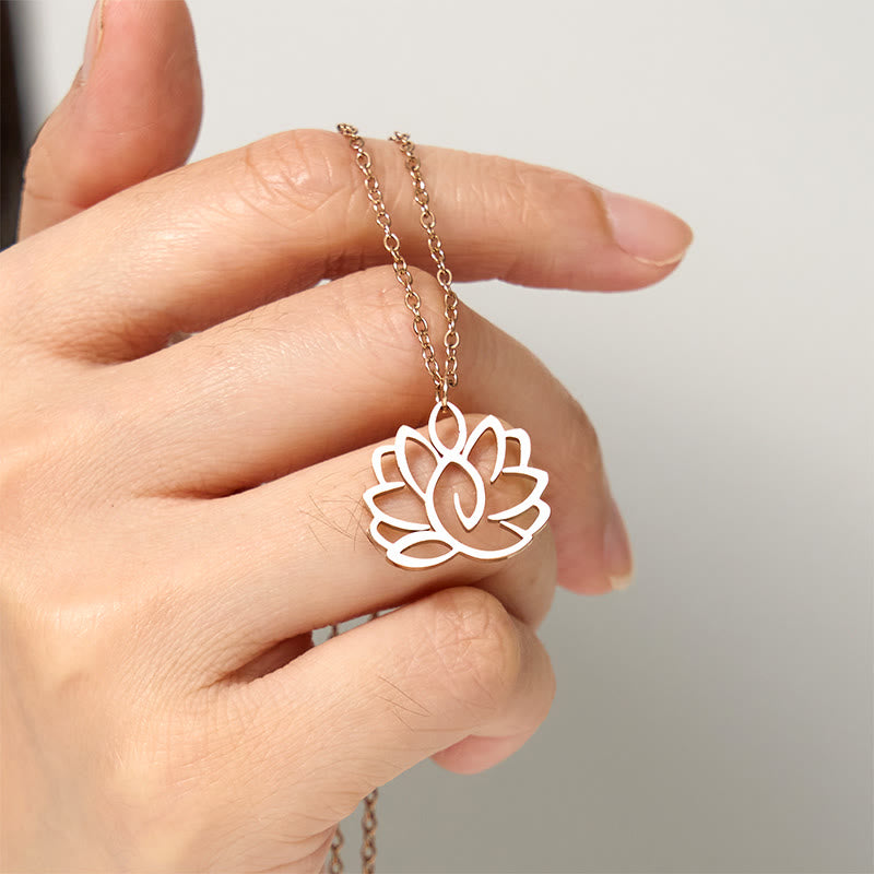 Hollow Lotus Design Stainless Steel Enlightenment Necklace Pendant