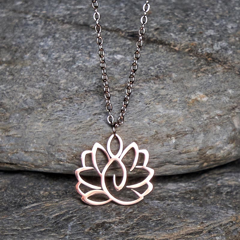 Hollow Lotus Design Stainless Steel Enlightenment Necklace Pendant