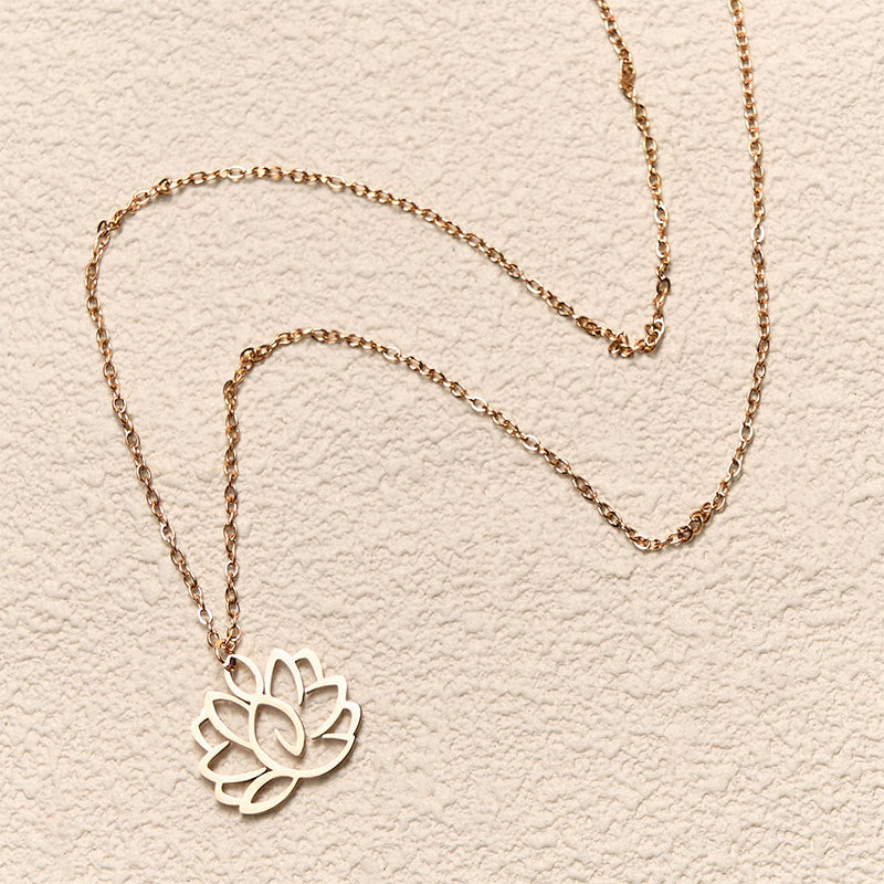 Hollow Lotus Design Stainless Steel Enlightenment Necklace Pendant