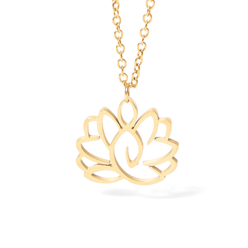 Hollow Lotus Design Stainless Steel Enlightenment Necklace Pendant
