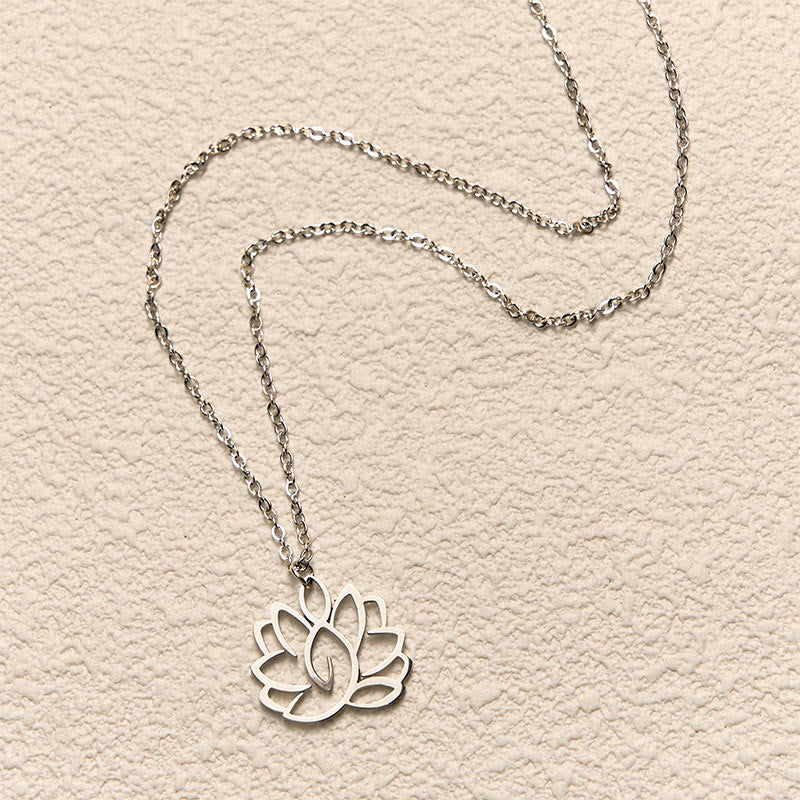 Hollow Lotus Design Stainless Steel Enlightenment Necklace Pendant
