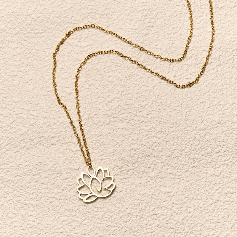 Hollow Lotus Design Stainless Steel Enlightenment Necklace Pendant