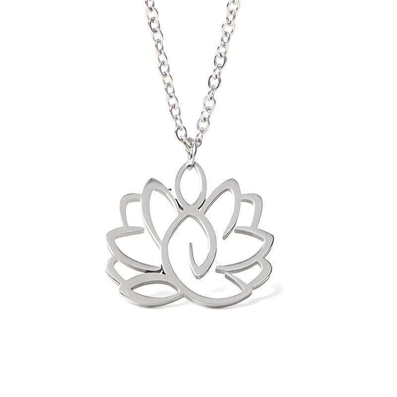 Hollow Lotus Design Stainless Steel Enlightenment Necklace Pendant