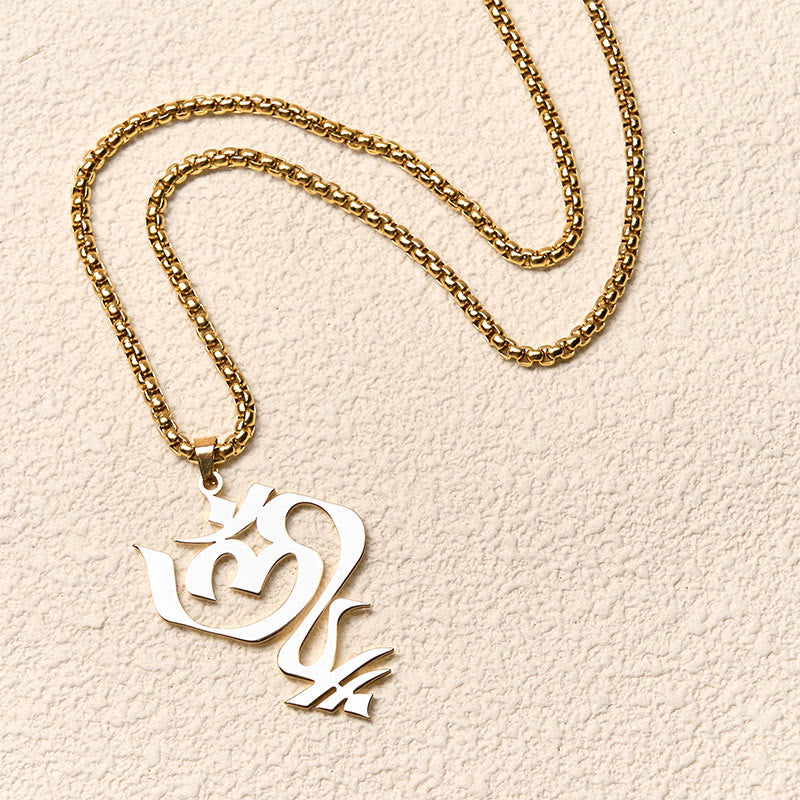 Vintage OM Symbol geometry Design Stainless Steel Connection Necklace Pendant
