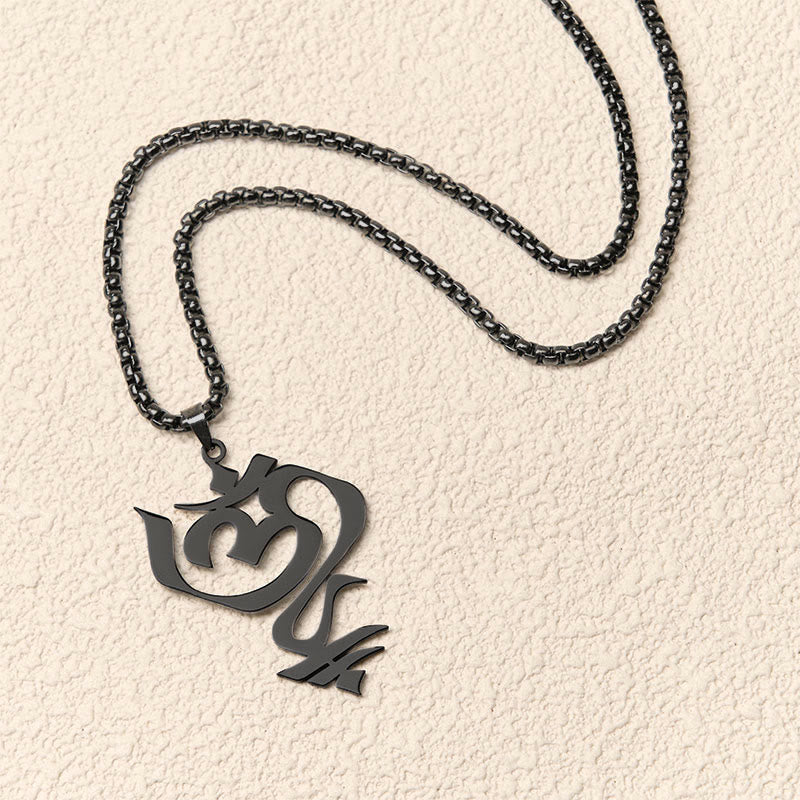 Vintage OM Symbol geometry Design Stainless Steel Connection Necklace Pendant