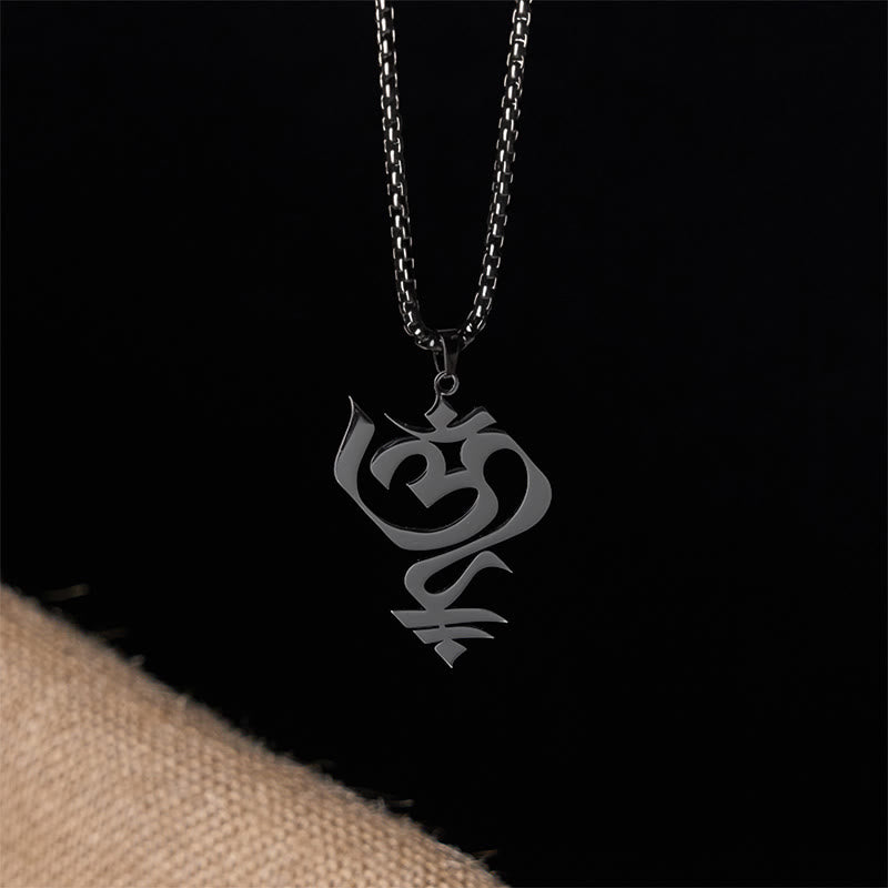 Vintage OM Symbol geometry Design Stainless Steel Connection Necklace Pendant